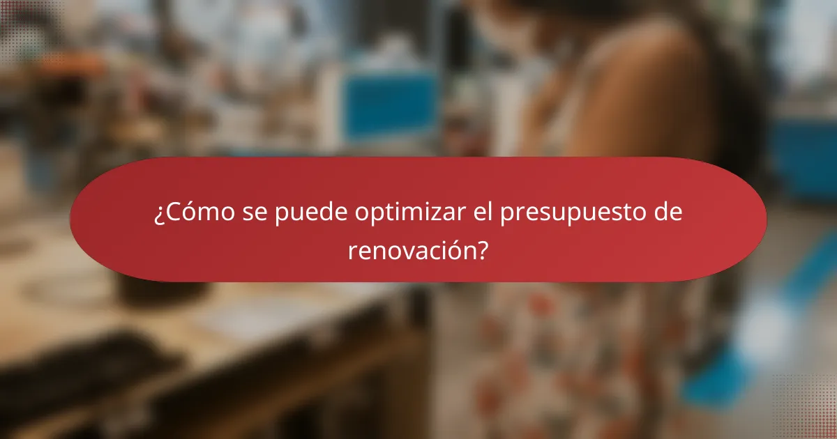 ¿Cómo se puede optimizar el presupuesto de renovación?