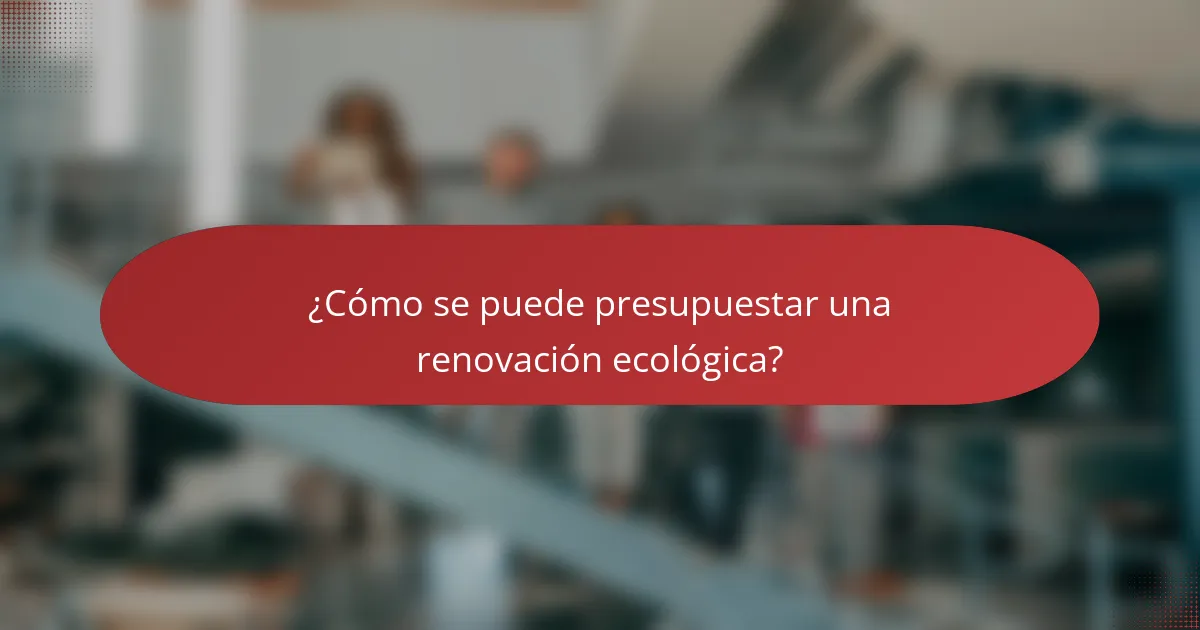 ¿Cómo se puede presupuestar una renovación ecológica?