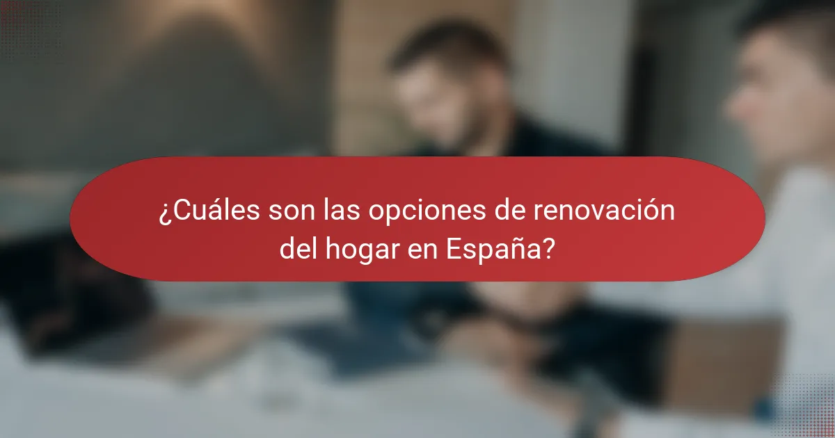 ¿Cuáles son las opciones de renovación del hogar en España?
